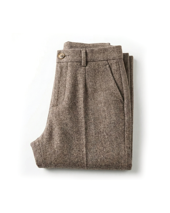 Men's Herringbone Wool Trousers – Tailored Fit