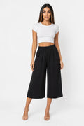 Ula Cropped Wide Leg Culotte With Smocked High Waist