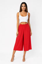 Ula Cropped Wide Leg Culotte With Smocked High Waist