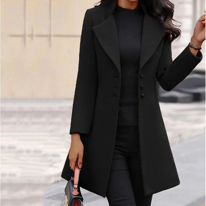 Autumn Wool Trench Coat Women Brushed Tailored Mid Length Coat