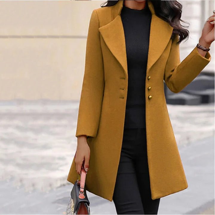 Autumn Wool Trench Coat Women Brushed Tailored Mid Length Coat