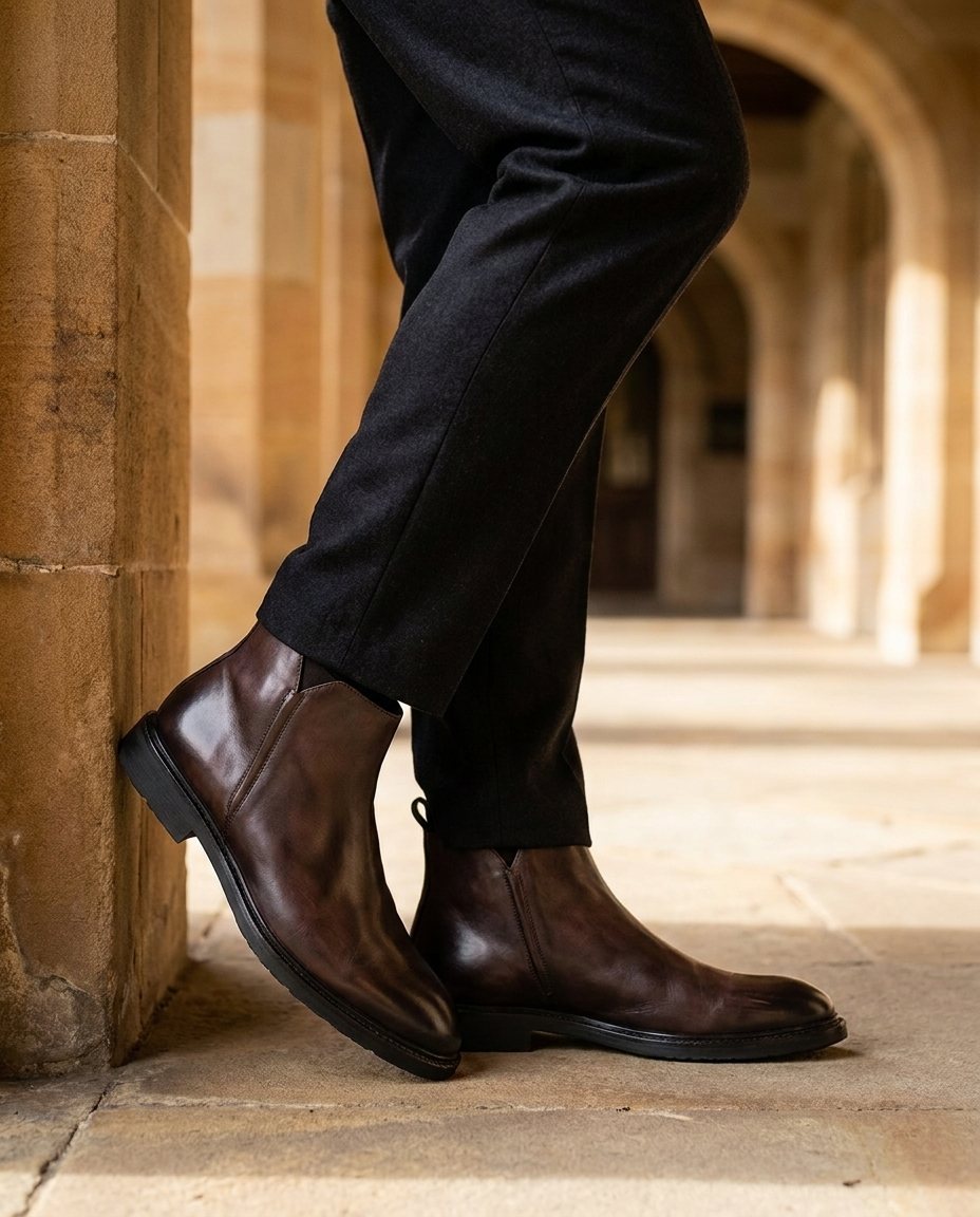 Burnished Leather Boots for Men