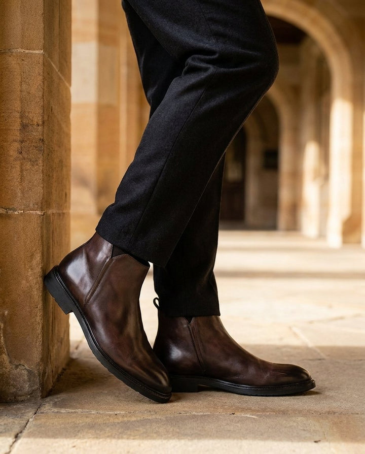 Burnished Leather Boots for Men