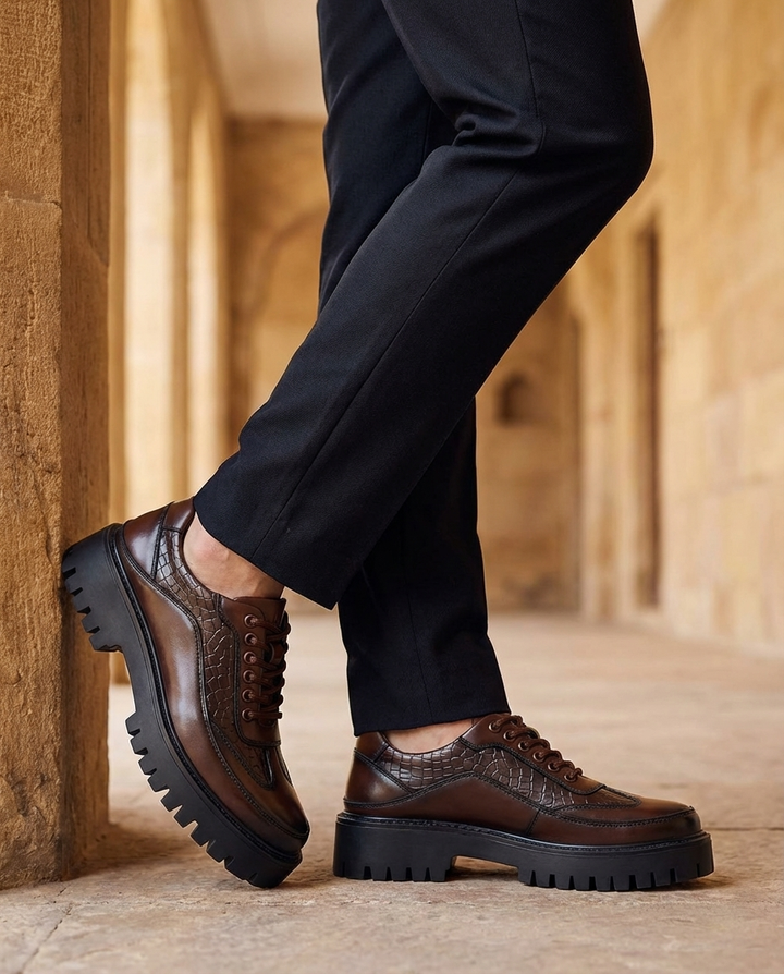 Men's Leather Derby Shoes – Rugged Lug Sole Comfort
