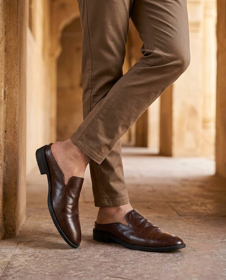 Men's Leather Mules | Smart Casual Slip-On Shoes