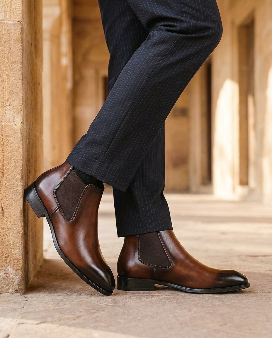 Men's Full-Grain Leather Chelsea Boots – Pull-On Comfort