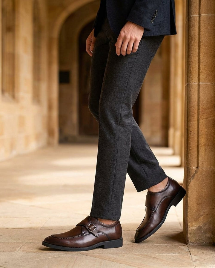 Journeyman Leather Monk Strap Shoes for Men