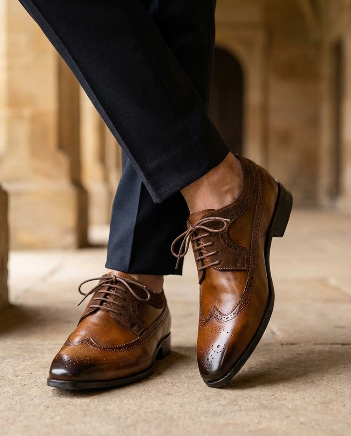 Wingtip Leather Brogue Shoes for Men