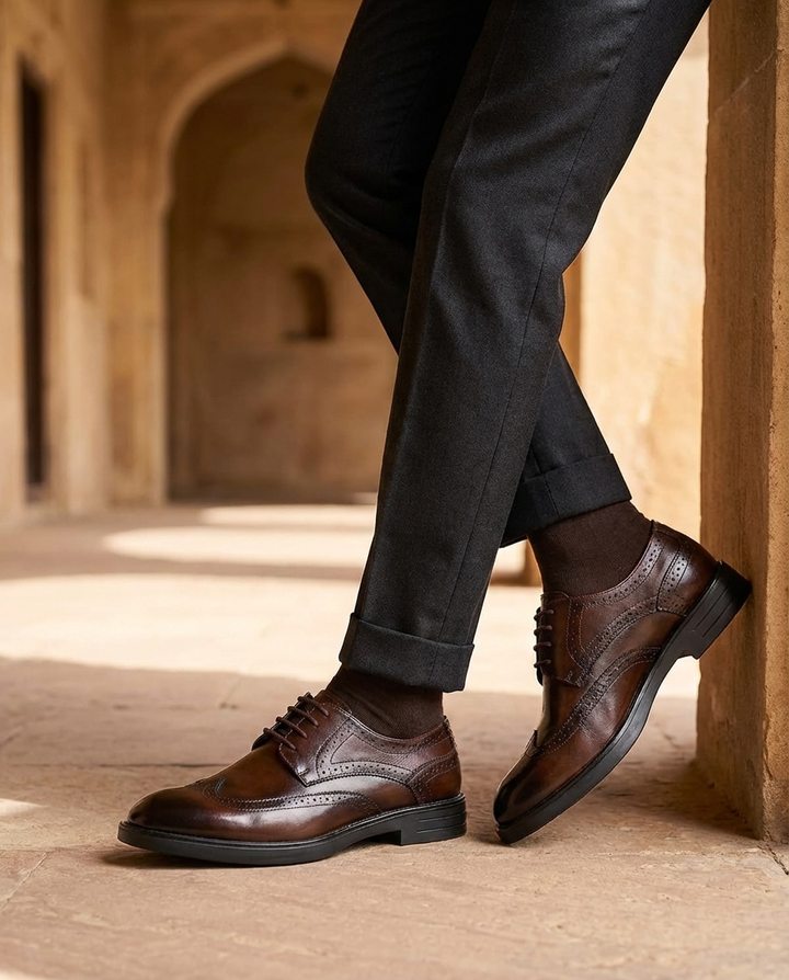 Men's Leather Brogue Shoes – Classic Smart Style