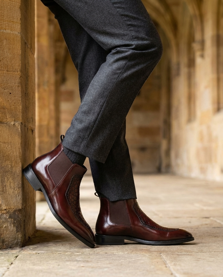 Vanguard Burgundy Leather Chelsea Boots