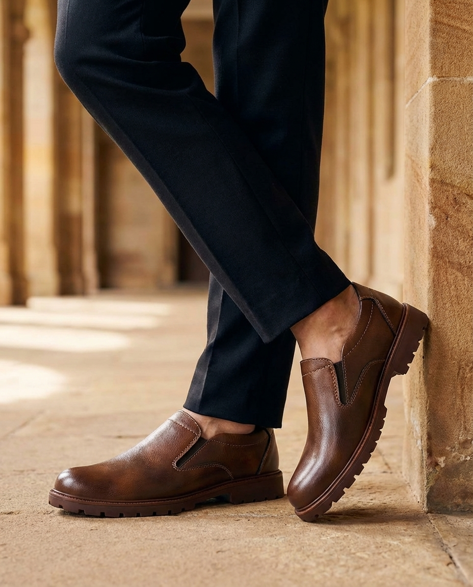 Men's Full-Grain Leather Loafers – Slip-On Comfort