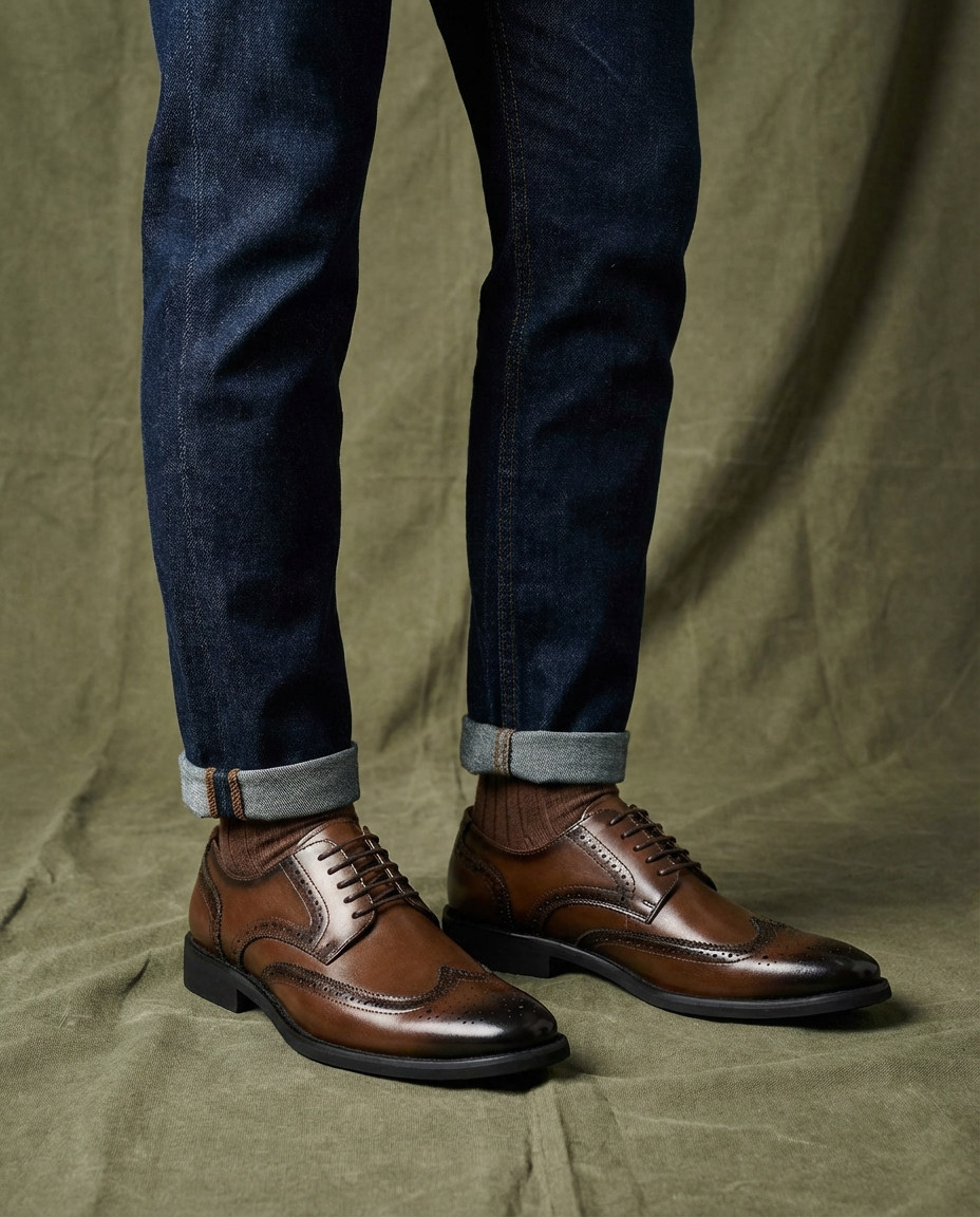 Men's Leather Brogue Shoes – Classic Smart Style