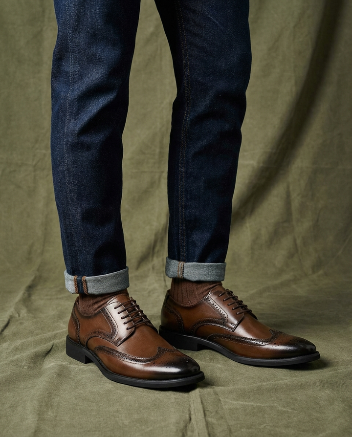 Men's Leather Brogue Shoes – Classic Smart Style