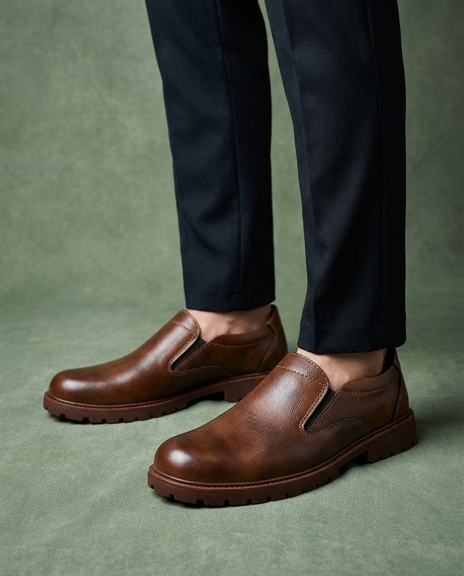 Men's Full-Grain Leather Loafers – Slip-On Comfort