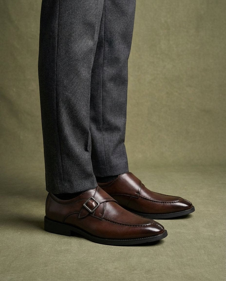 Journeyman Leather Monk Strap Shoes for Men