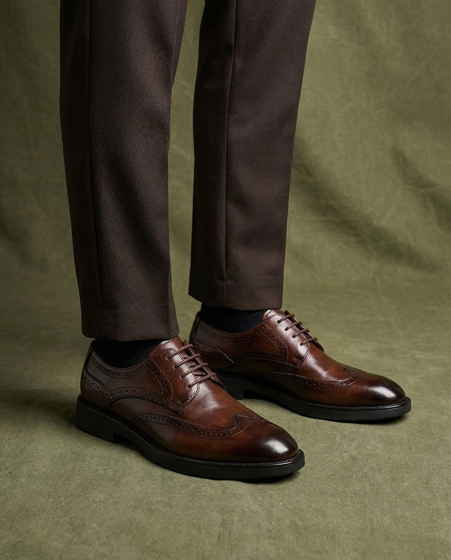 Men's Leather Brogue Shoes – Classic Smart Style