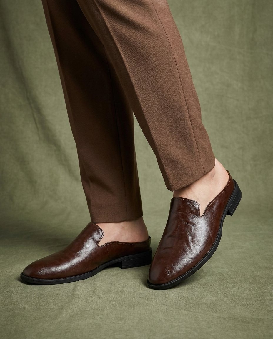 Men's Leather Mules | Smart Casual Slip-On Shoes