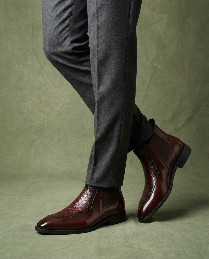 Vanguard Burgundy Leather Chelsea Boots