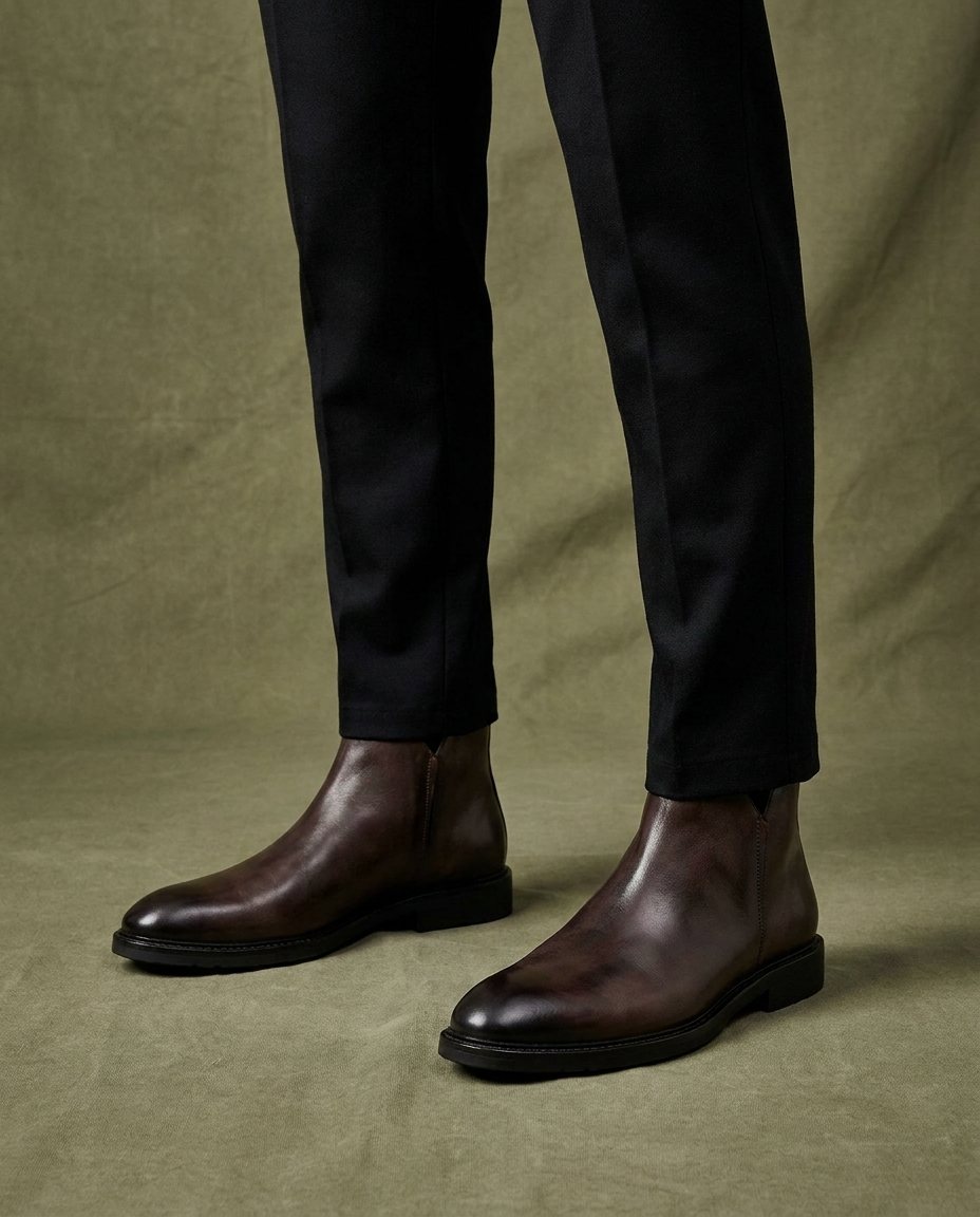 Burnished Leather Boots for Men