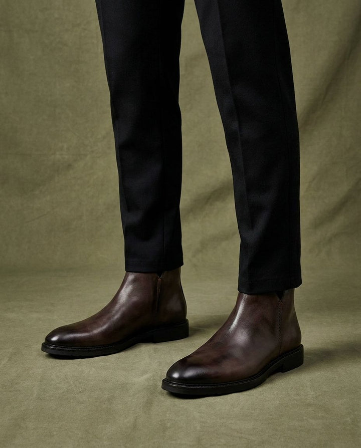 Burnished Leather Boots for Men