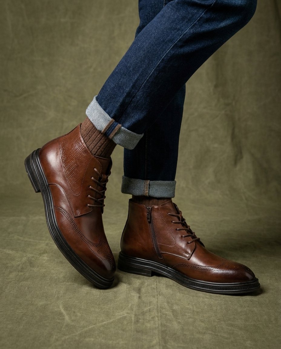 Men's Leather Wingtip Dress Shoes for Smart Style
