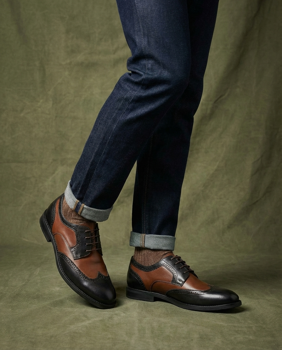 Steadfast Leather Brogue Shoes for Men