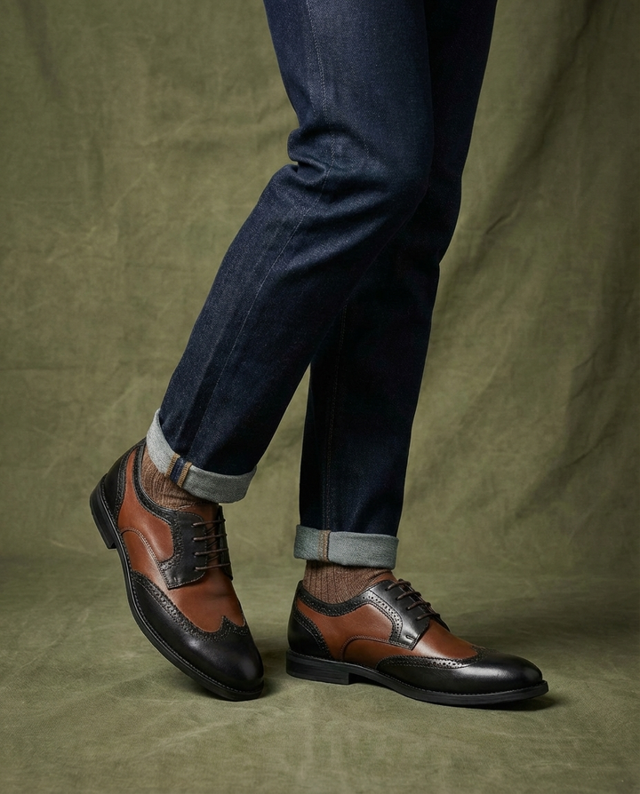Steadfast Leather Brogue Shoes for Men
