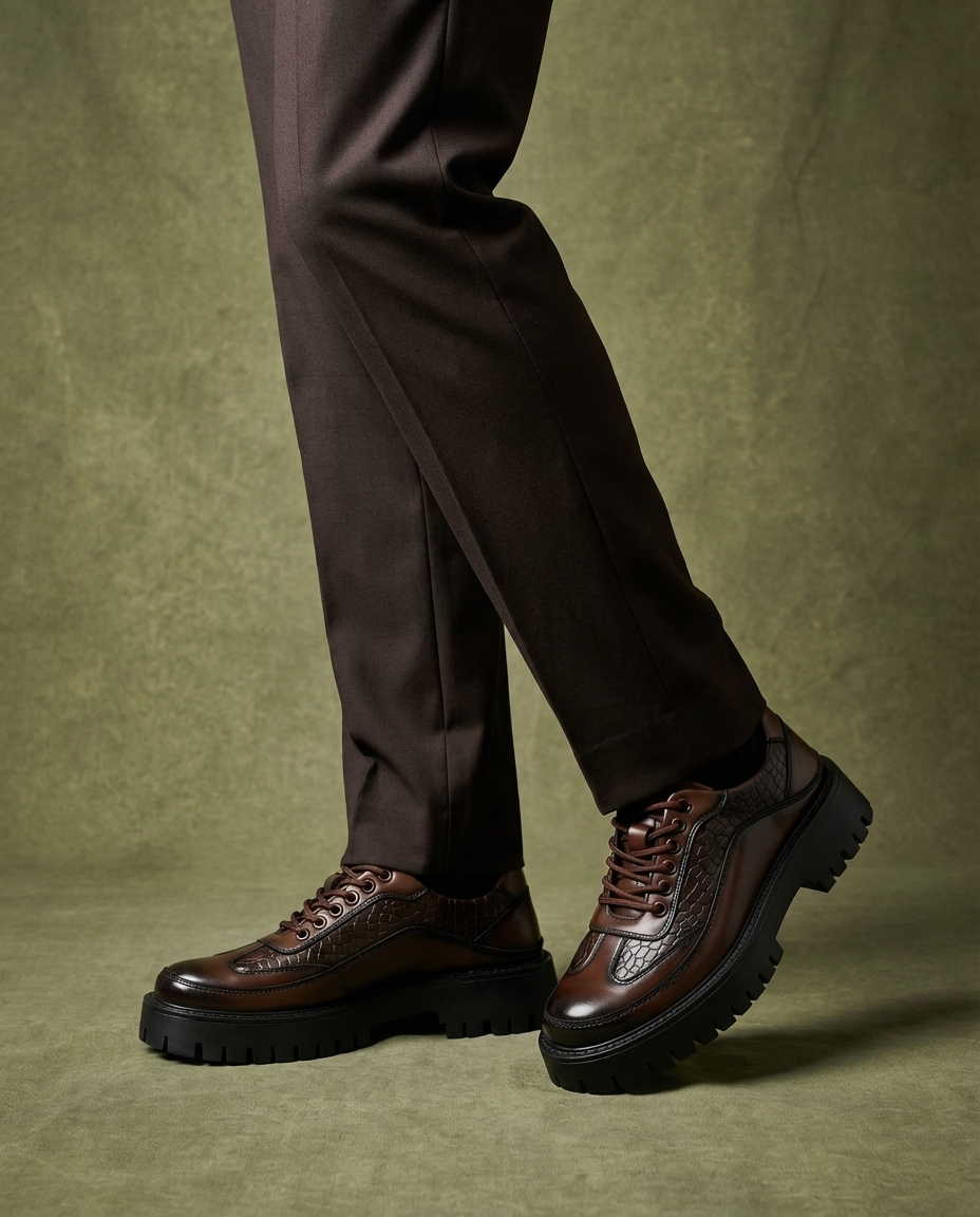 Men's Leather Derby Shoes – Rugged Lug Sole Comfort