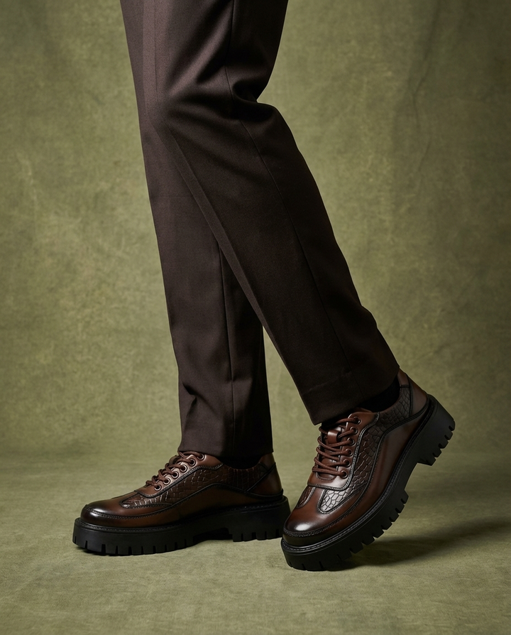 Men's Leather Derby Shoes – Rugged Lug Sole Comfort