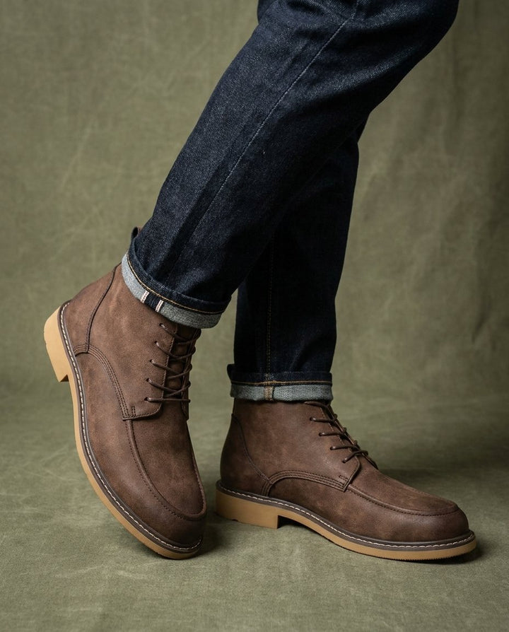 Men's Leather Moc Toe Boots for Everyday Wear
