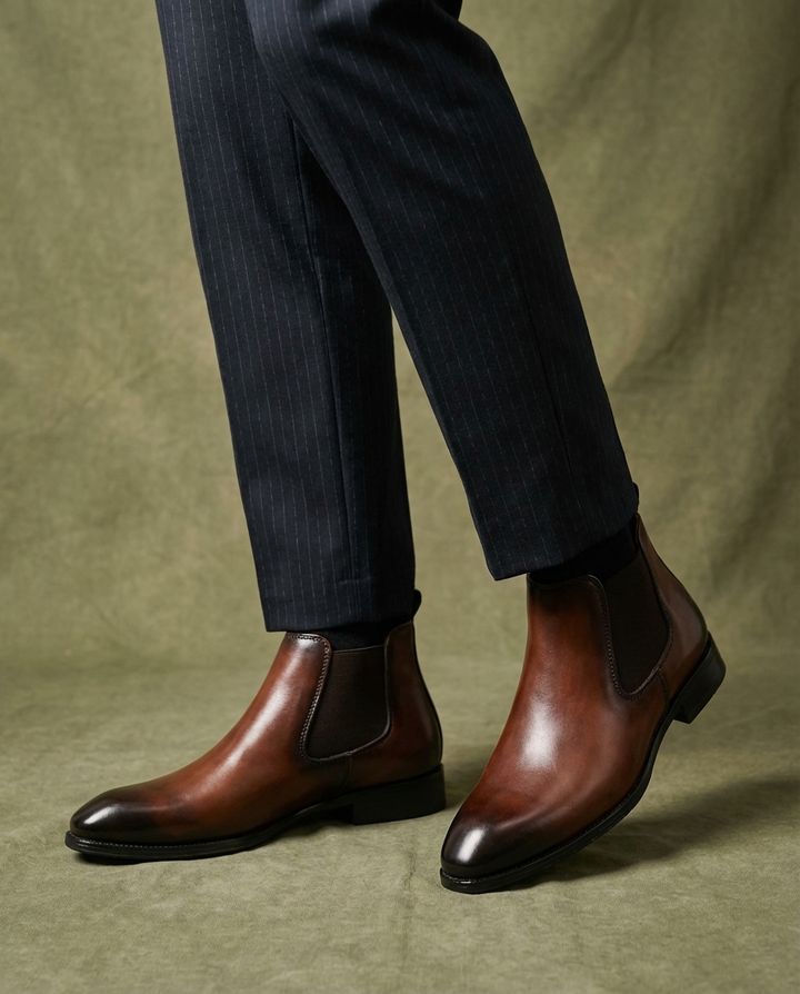 Men's Full-Grain Leather Chelsea Boots – Pull-On Comfort