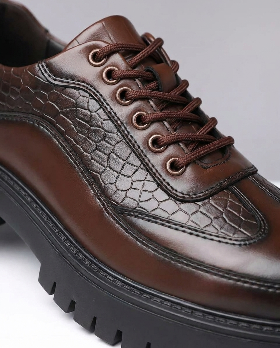 Men's Leather Derby Shoes – Rugged Lug Sole Comfort