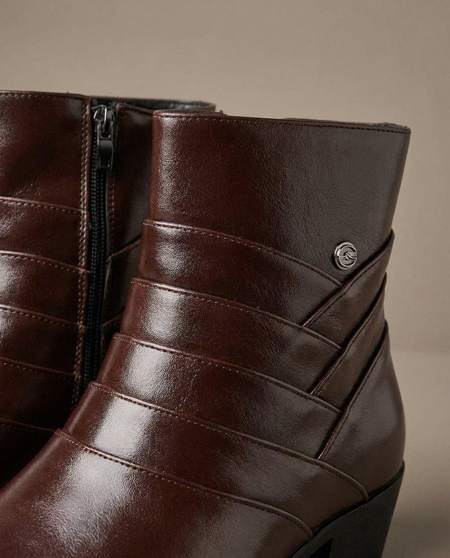 Men's Leather Ankle Boots with Side Zip