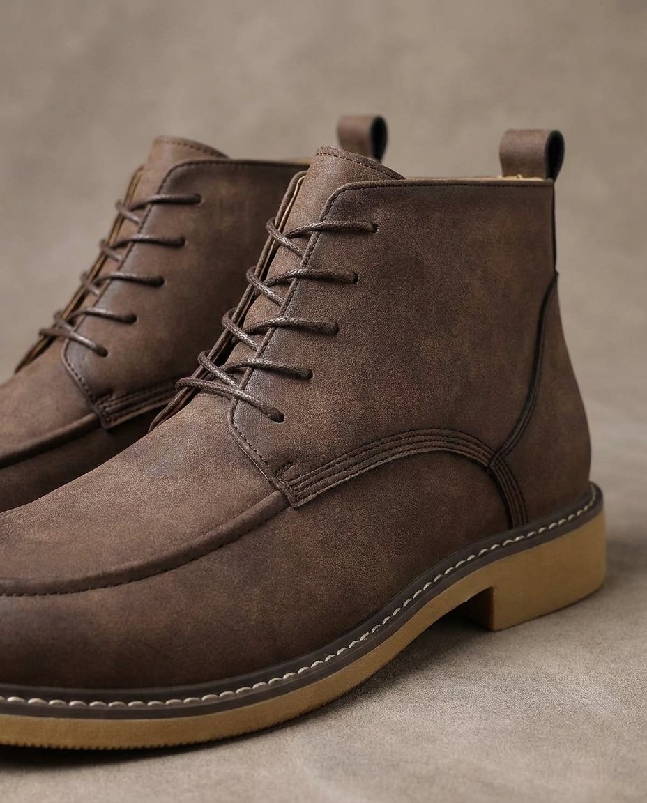 Men's Leather Moc Toe Boots for Everyday Wear