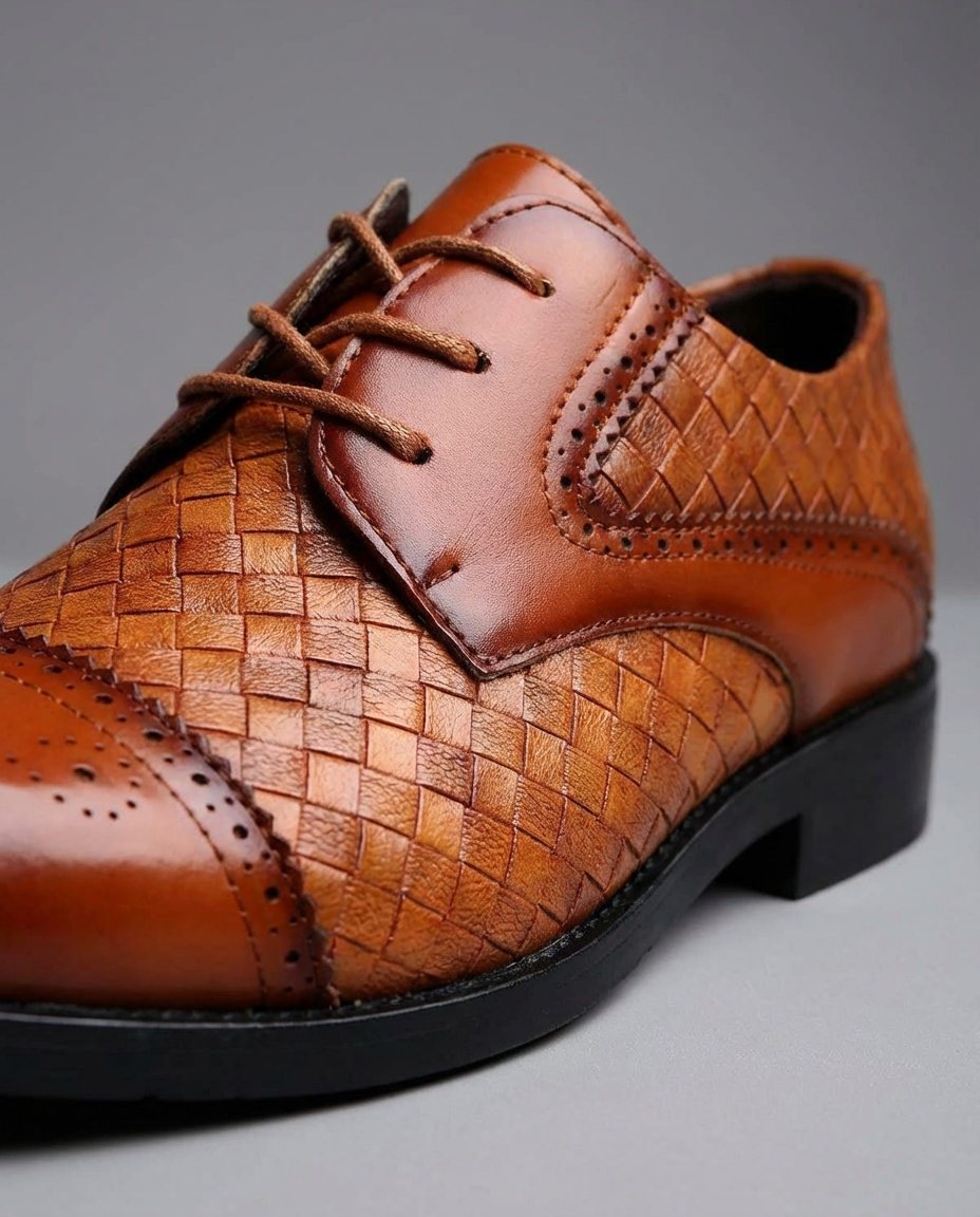 Woven Leather Oxford Shoes for Men
