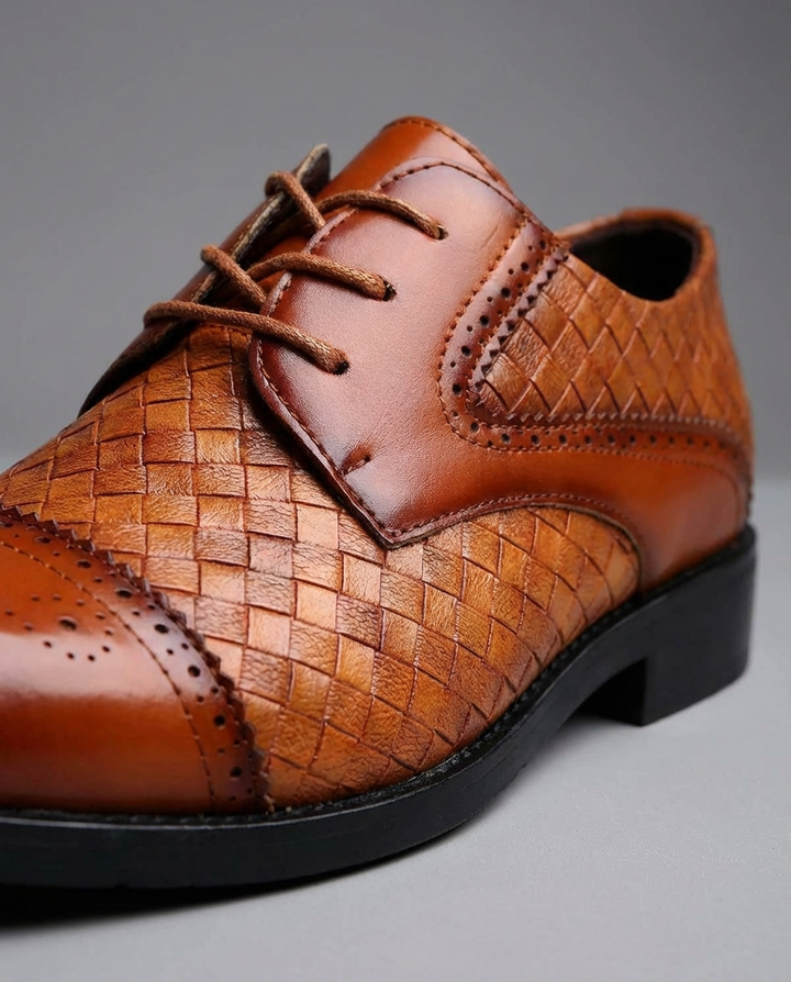 Woven Leather Oxford Shoes for Men