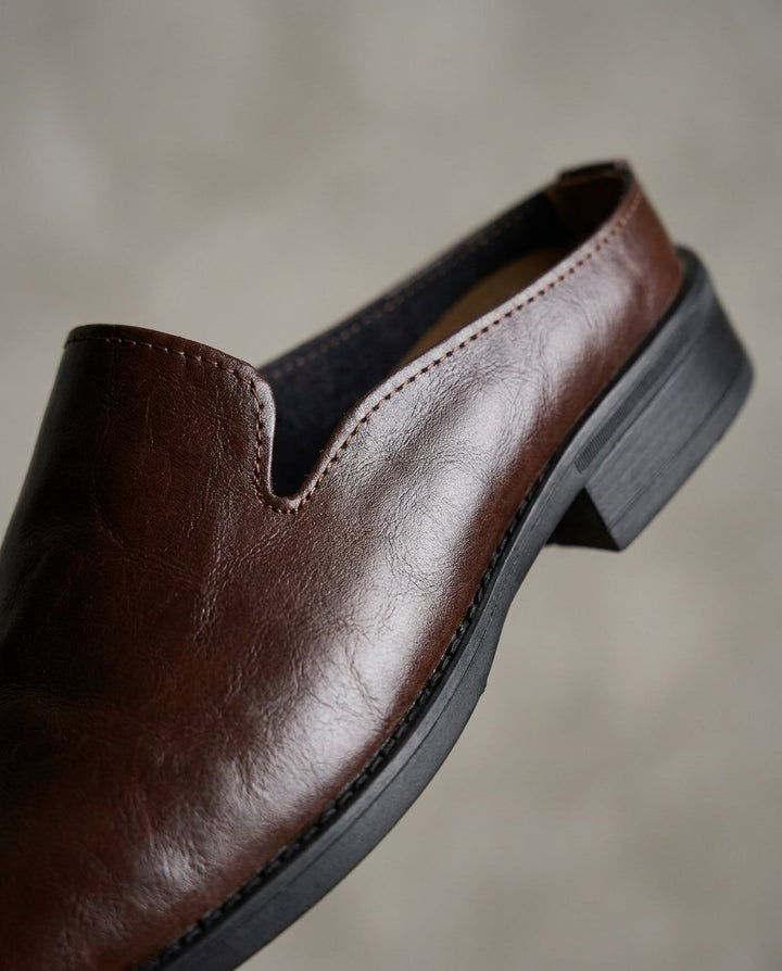 Men's Leather Mules | Smart Casual Slip-On Shoes