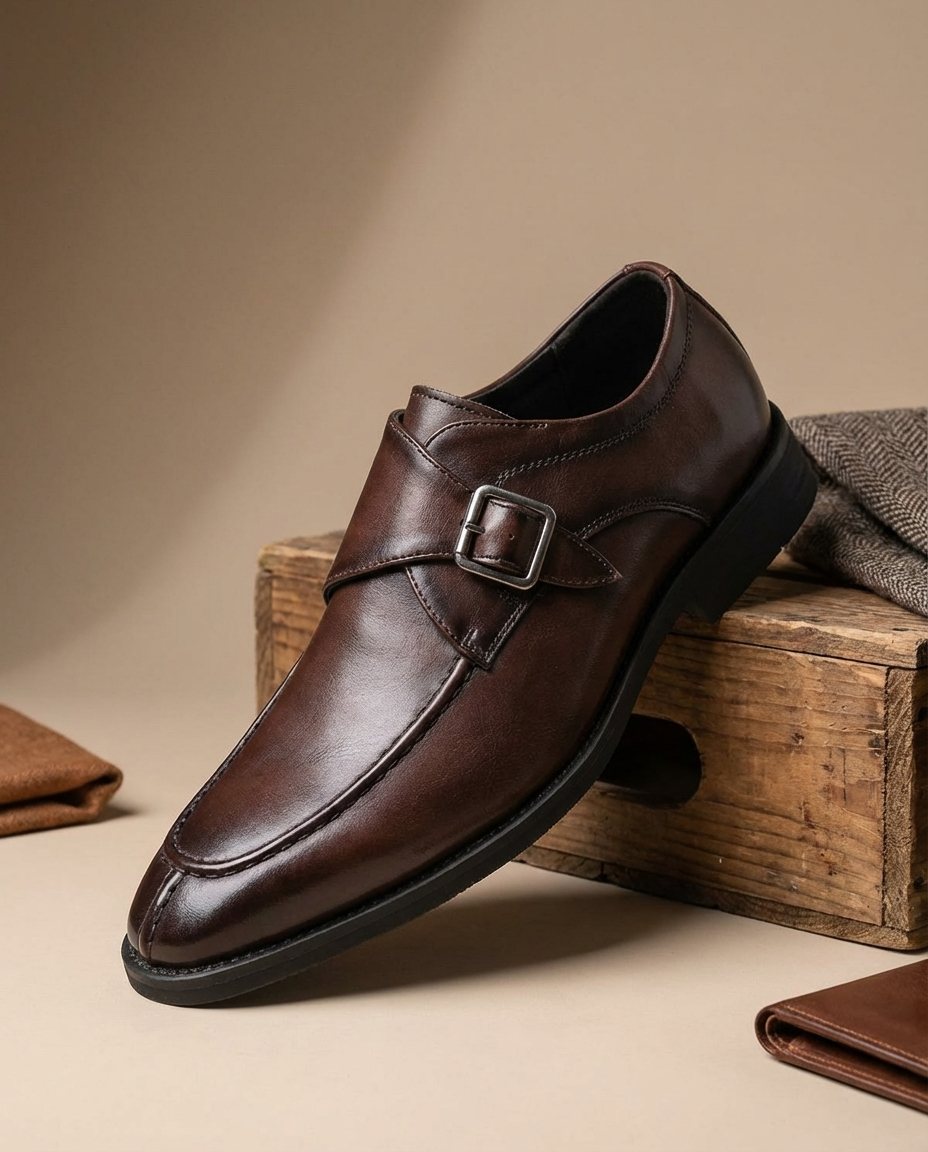 Journeyman Leather Monk Strap Shoes for Men