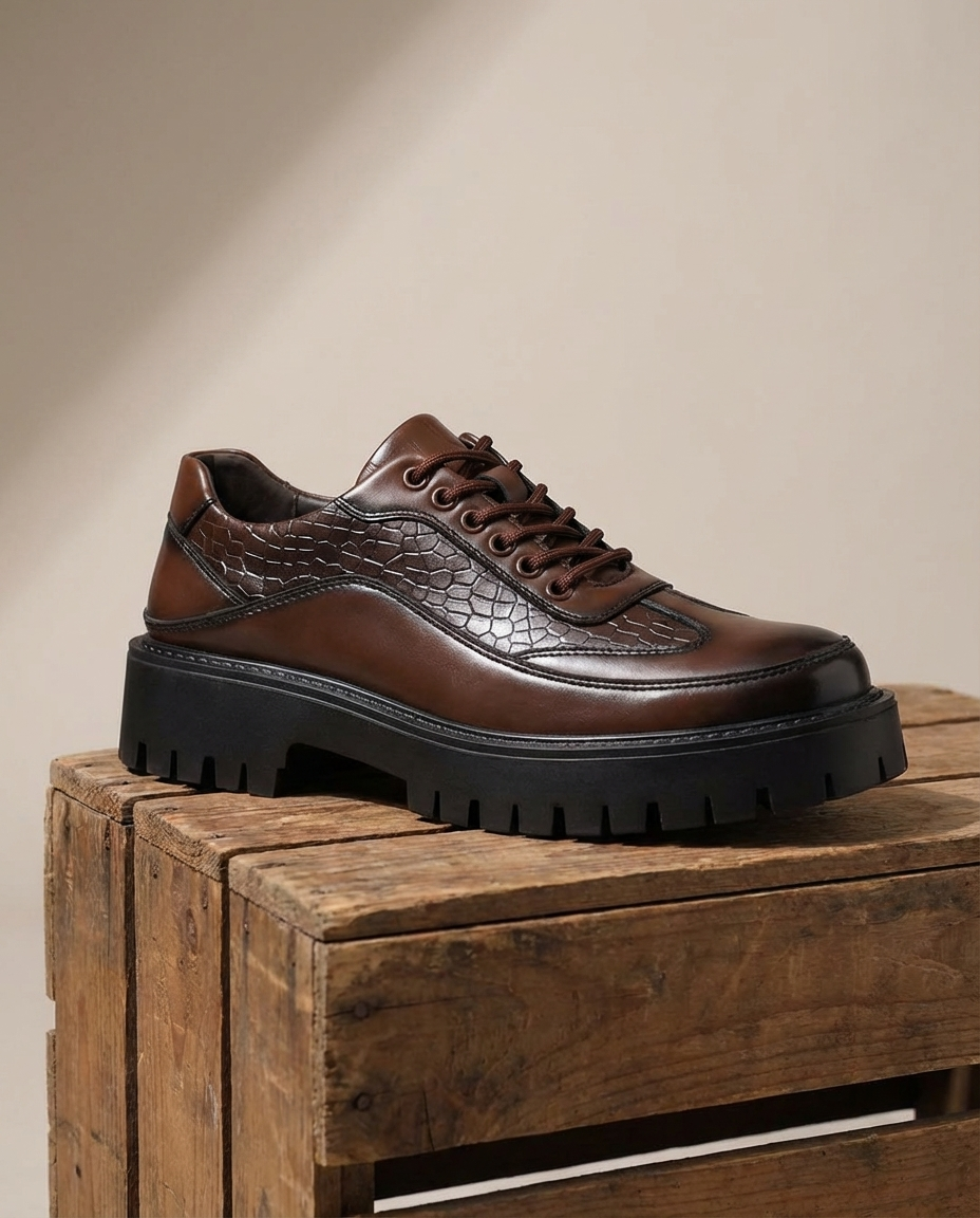Men's Leather Derby Shoes – Rugged Lug Sole Comfort