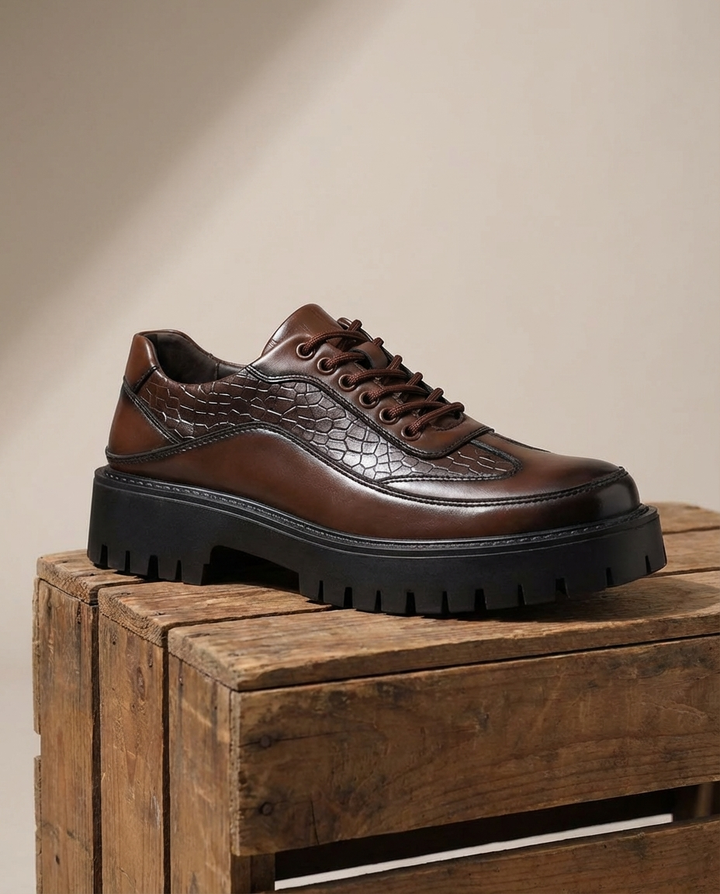 Men's Leather Derby Shoes – Rugged Lug Sole Comfort