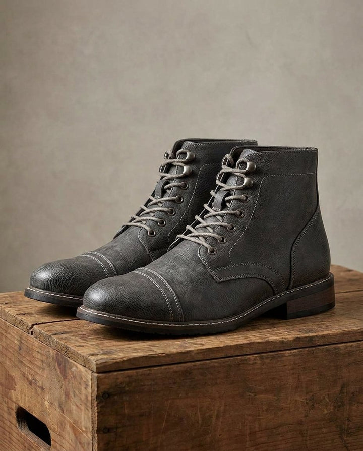 Men's Leather Cap Toe Boots for Everyday Wear