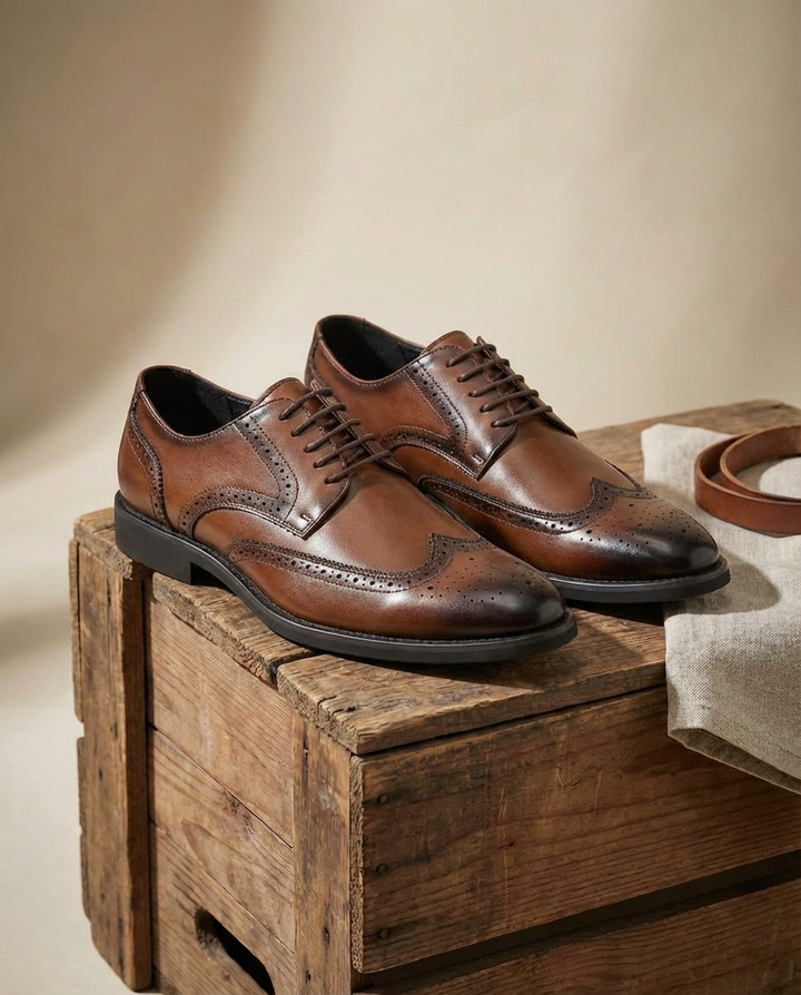 Men's Leather Brogue Shoes – Classic Smart Style