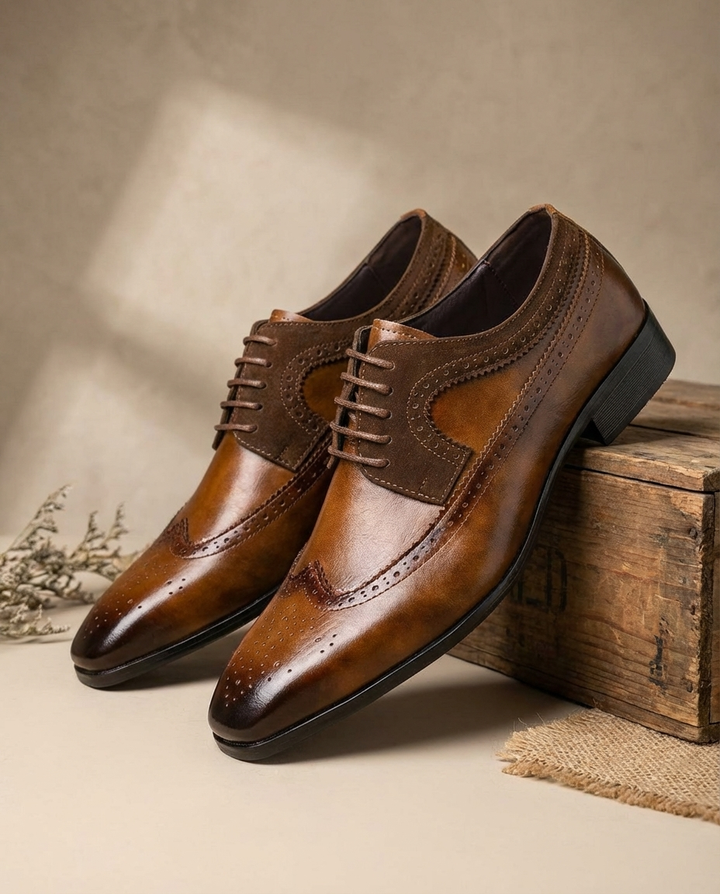Wingtip Leather Brogue Shoes for Men