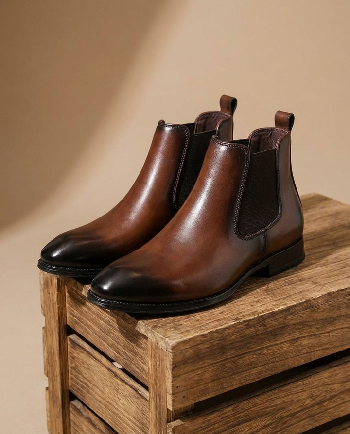 Men's Full-Grain Leather Chelsea Boots – Pull-On Comfort