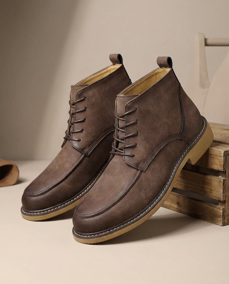 Men's Leather Moc Toe Boots for Everyday Wear