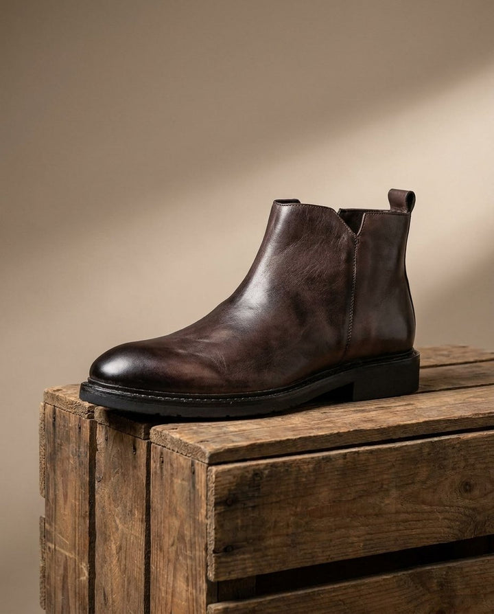 Burnished Leather Boots for Men