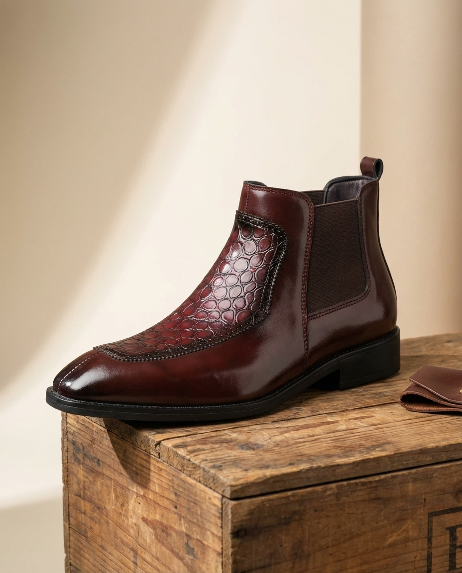 Vanguard Burgundy Leather Chelsea Boots