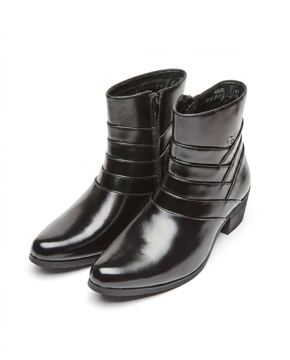 Men's Leather Ankle Boots with Side Zip