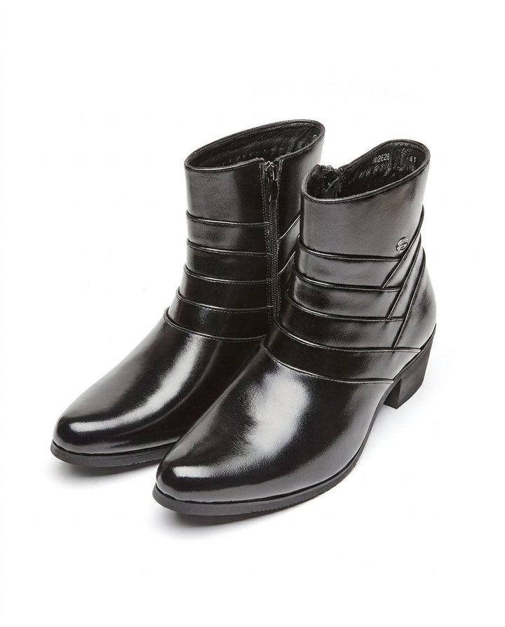 Men's Leather Ankle Boots with Side Zip
