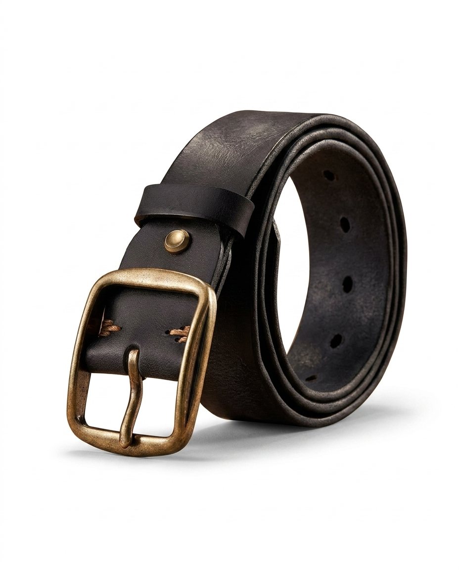 Men's Full-Grain Cowhide Leather Belt | Heavy-Duty Classic Jeans Strap